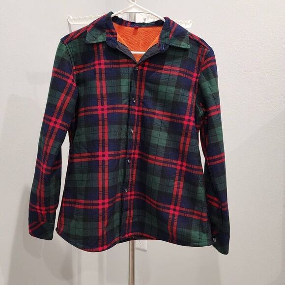 Womens Flannel Jacket, Plaid Button Down Fuzzy Shirt jacket - Picture 1 of 11